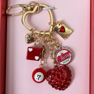 Betsey Johnson Love Dice, 7 Ball, Heart, Queen Of Hearts & Cola Bag Charm NIB